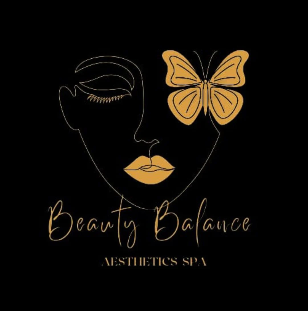 Beauty Balance gold face and butterfly logo